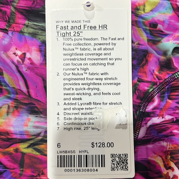 LULULEMON FAST AND FREE HR TIGHT 25”NWT - Picture 6 of 7